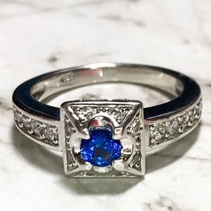 NEW Sterling Silver Square with blue stone ring